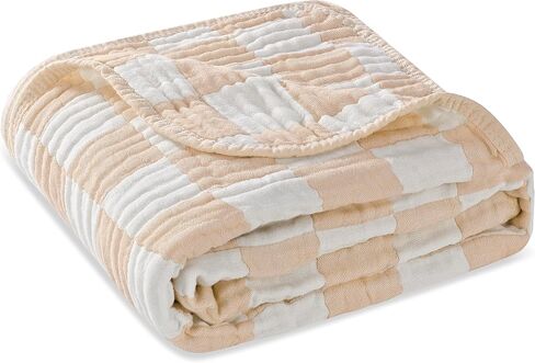 HardNok Bamboo Muslin Blanket 6 Layer Gauze Cotton Receiving Blankets, Unltra Soft Baby Swaddle Wrap Blanket Bed Blankets for Baby, (Bamboo 1 Pack, Ocean Grey) in Kuwait