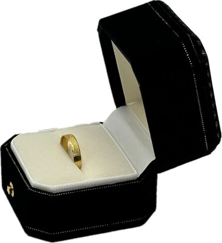 WHSLILR Velvet Jewelry Ring Box - Octagon Engagement Ring Box with Hinged Lid for Proposal Engagement Wedding, Proposal Ring Box with Gold Lace in Saudi Arabia