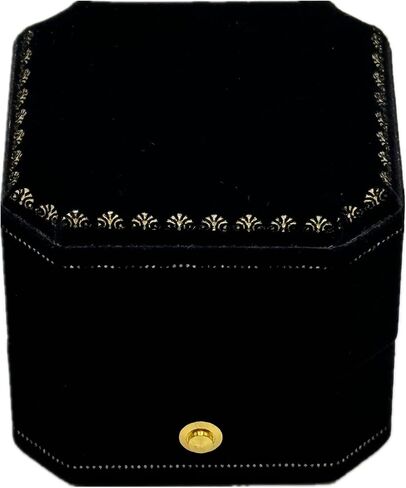 WHSLILR Velvet Jewelry Ring Box - Octagon Engagement Ring Box with Hinged Lid for Proposal Engagement Wedding, Proposal Ring Box with Gold Lace in Saudi Arabia