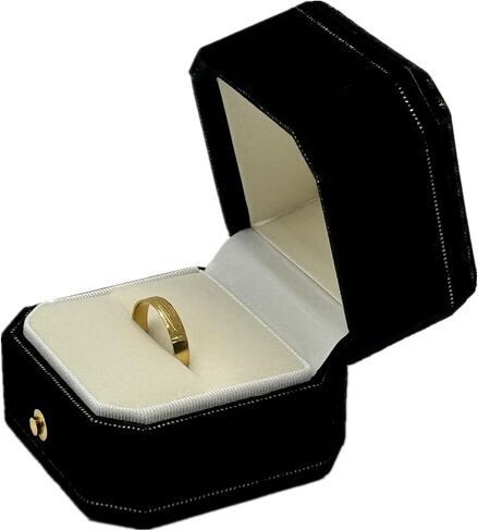 WHSLILR Velvet Jewelry Ring Box - Octagon Engagement Ring Box with Hinged Lid for Proposal Engagement Wedding, Proposal Ring Box with Gold Lace in Saudi Arabia