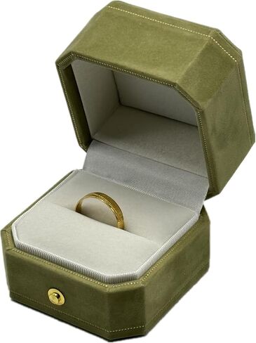 WHSLILR Velvet Jewelry Ring Box - Octagon Engagement Ring Box with Hinged Lid for Proposal Engagement Wedding, Proposal Ring Box with Gold Lace in Saudi Arabia