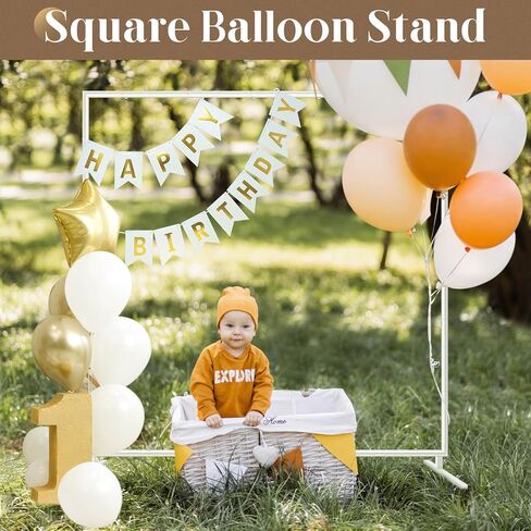 Sunexinlo 6.6FT حامل خلفية مربعة، حامل قوس بالون معدني مربع لحفلات الزفاف، حامل ديكور خلفية لحفلات أعياد الميلاد وحفلات الزفاف وديكور المنزل، ذهبي in Kuwait