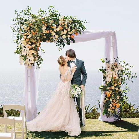 Sunexinlo 6.6FT حامل خلفية مربعة، حامل قوس بالون معدني مربع لحفلات الزفاف، حامل ديكور خلفية لحفلات أعياد الميلاد وحفلات الزفاف وديكور المنزل، ذهبي in Kuwait