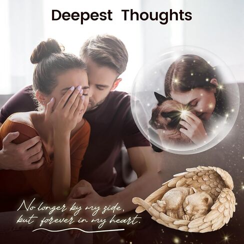 PUPIHOM Angel Pet حجر تذكاري للقطط، هدايا تذكارية للقطط الداخلية والخارجية وهدايا فقدان الحيوانات الأليفة، حجر قبر تذكاري للحديقة (رمادي) in Kuwait