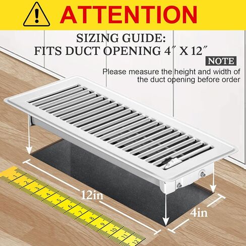 Gmurnai 4x10 Floor Vents Heavy Duty Floor Registers, Magnetic Floor Air Vent Covers 4 X 10 for Home Floor Wall Ceiling, Rust Proof Finish Registers Grilles & Vents (6, Black, 4x10 Inches) in Kuwait