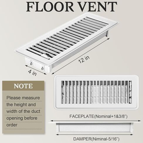 Gmurnai 4x10 Floor Vents Heavy Duty Floor Registers, Magnetic Floor Air Vent Covers 4 X 10 for Home Floor Wall Ceiling, Rust Proof Finish Registers Grilles & Vents (6, Black, 4x10 Inches) in Kuwait