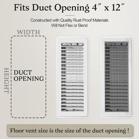 Gmurnai 4x10 Floor Vents Heavy Duty Floor Registers, Magnetic Floor Air Vent Covers 4 X 10 for Home Floor Wall Ceiling, Rust Proof Finish Registers Grilles & Vents (6, Black, 4x10 Inches) in Kuwait