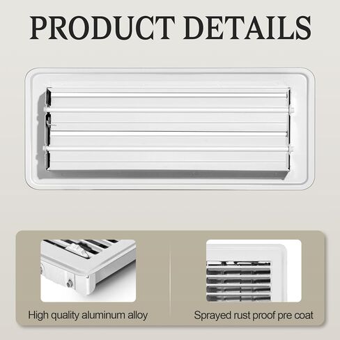 Gmurnai 4x10 Floor Vents Heavy Duty Floor Registers, Magnetic Floor Air Vent Covers 4 X 10 for Home Floor Wall Ceiling, Rust Proof Finish Registers Grilles & Vents (6, Black, 4x10 Inches) in Kuwait