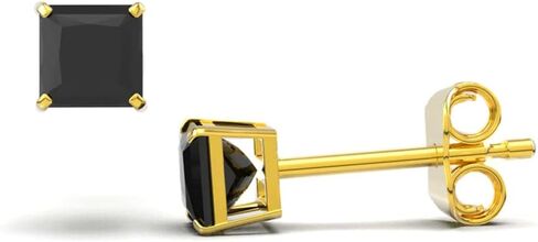 JiangXin Pricess cut Black Onyx 925 Sterling Silver Stud Earring 18K Gold Plated Square Solitaire Gemstone Jewelry in Kuwait