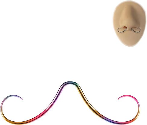 6ixGosh 14G/16G Mustache Septum Ring, 316L Surgical Steel Septum Mustache Nose Ring Piercing Jewelry, Septum Piercing Hanger in Saudi Arabia