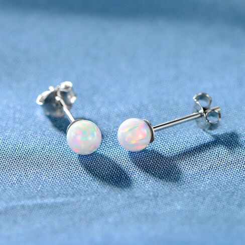 GEMSME 925 Sterling Silver Round Larimar Stud Earrings Hypoallergenic Jewelry for Women in Kuwait