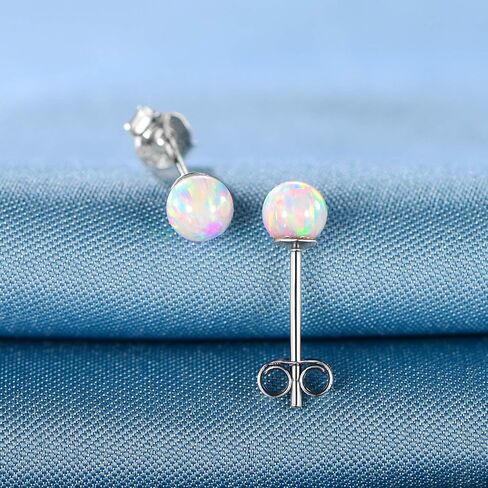 GEMSME 925 Sterling Silver Round Larimar Stud Earrings Hypoallergenic Jewelry for Women in Kuwait