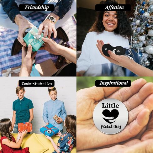 Remifala Inspirational Stainless Steel Double Sided Pocket Hug Token with PU Leather Keychain for Daughter Son Friends Boyfriend Girlfriend Long Distance Relationship Thank You Gift in Saudi Arabia