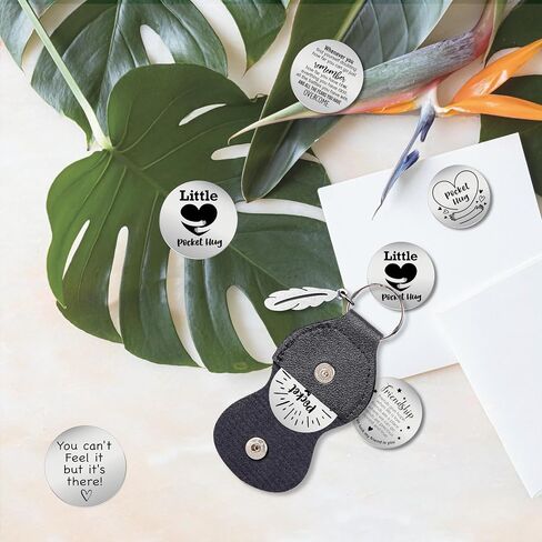 Remifala Inspirational Stainless Steel Double Sided Pocket Hug Token with PU Leather Keychain for Daughter Son Friends Boyfriend Girlfriend Long Distance Relationship Thank You Gift in Saudi Arabia