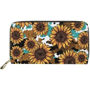 TSVAGA Printed Wallets for Women Girls PU Leather Hand Purse Waterproof Long Style Clutch Travel Shopping Handbag Money Clip with Card Slots RFID Blocking Zip Around