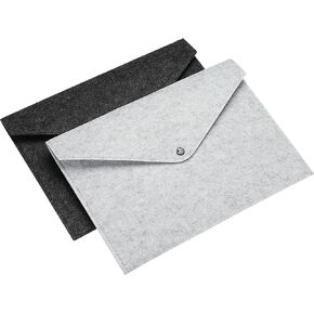 PATIKIL File Bag Felt Folder 2 Pack A4 Envelope Document Storage Pouch Organizer for Office Business, Blue Green