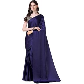 Womens Satin Silk Fancy Solid Saree