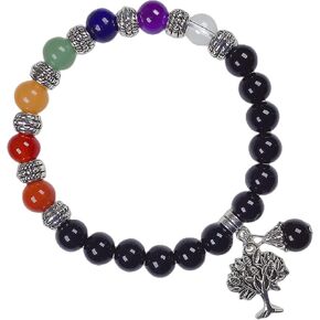 EDEN'S CALL 8mm Crystal Beads Tree of Life Bracelet Good Luck Charm Bangle for Women Men