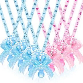 XunYee 36 Pcs Baby Shower Pacifier Necklace Cute Feet Acrylic Baby Pacifiers for Baby Shower Decoration Table Distribution Party Favors (Blue)