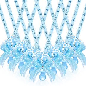 XunYee 36 Pcs Baby Shower Pacifier Necklace Cute Feet Acrylic Baby Pacifiers for Baby Shower Decoration Table Distribution Party Favors (Blue)