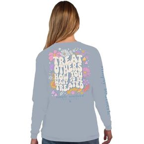 Simply Southern | Treat Others How You Want to be Treated | Stylish Women’s Fog Blue Relaxed-Fit Long Sleeve T-Shirt