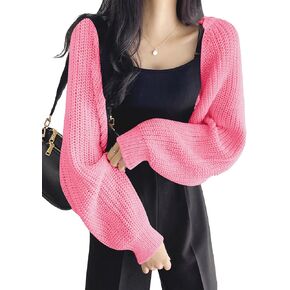 COZYEASE Women's Cropped Cardigan Sweaters Y2k Sweater Long Sleeve Open Front Knit Bolero Shrug Sweater Streetwear Trendy