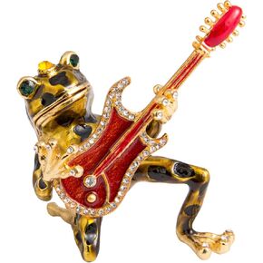 QIFU Lovely Mini Gold Frog Style Trinket Box Hinged Unique Gift for Home Decor