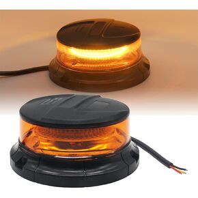 LED Emergency Strobe Light for Vehicles, Amber Safety Flashing Warning Light with Magnetic Base, 42 LEDs & 10 Modes, Beacon Light for Truck Tractor Snow Plow Postal Cars(Magnet)