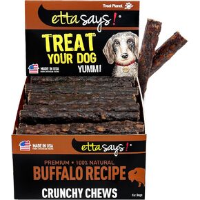 ETTA SAYS! Buffalo Dog Treats Box of 36-4.5" Crunchy Dog Treats - Made in The USA, Grain-Free, Good for Teeth, Easy to Digest