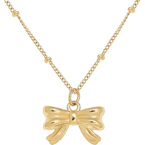 LOVPEPY Bow Pendant Necklace for Women 925 Sterling Silver Cute Dainty Bowknot Necklace Fashion Ribbon Bow Necklace Valentine's Day Jewelry Gift for Girls Wife Daughter