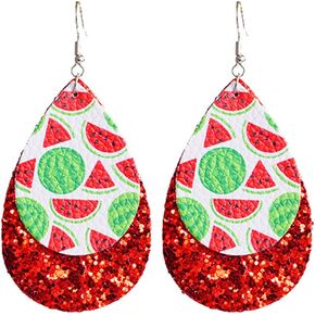 Watermelon Dangle Drop Earrings Summer Fruits Dangle Earrings Watermelon PU Earring JE03