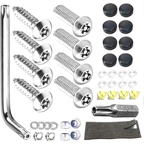 ZKFAR 43 PCS Anti-Theft License Plate Screws Kits, Stainless Steel Bolts Fasteners, License Plate Frame Mounting Accessories, Universal for Most Cars, Trucks and Vans (Black)