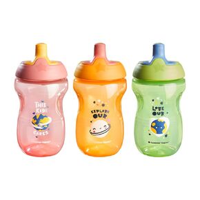 Tommee Tippee Sportee Water Bottle for Toddlers, Spill-Proof, Playful and Colorful Designs, Easy to Hold Design, 10oz, 12m+, 2 Count, Blue and Green