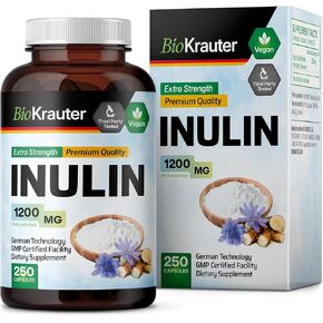 Inulin Powder Capsules - Organic Fiber Supplement - 1200mg Chicory Root Fiber Pills for Digestive Support - Pure Soluble Fiber Supplements - 100 Vegan Tablets in Kuwait