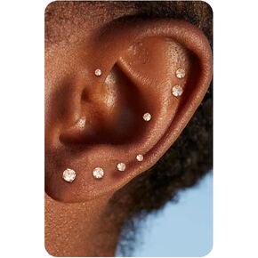 LOLIAS 14K Gold Filled Threadless Nose Studs CZ Nose Rings for Women Men 316L Surgical Steel Labret Studs Lip Rings Push in Flat Back Stud Earrings CZ Nose Nostril Tragus Helix Piercing Jewelry Hypoallergenic 20G 18G