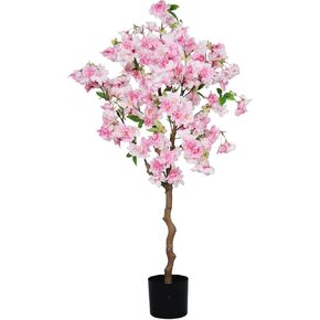 TDIAOL Cherry Blossom Artificial Tree 5FT, High Simulation Pink Cherry Plant in Pot, Wishing Tree Indoor for Garden Office Party Wedding Hotel