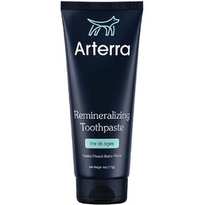 Remineralizing Veterinarian Grade Toothpaste for Dogs with Nano-Hydroxyapatite by Arterra Pet Science, Dog-Safe Fluoride Alternative, Peanut Butter Flavor, Plant-Based, Hypoallergenic, Non-Toxic, 4oz
