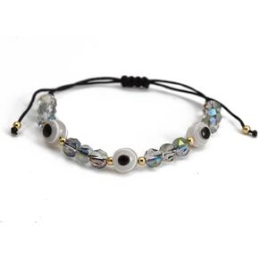 DATOA Evil Eye Rhinestone Crystal Bead Bracelet Handmade Beaded Stretch Bracelet Beach Jewelry