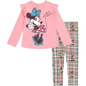 Disney Minnie Mouse Little Girls Graphic T-Shirt and Leggings Outfit Set Black/Red 6