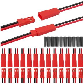 20Pairs JST XH 2.54mm 2Pin Male and Female Connector Cable with UL1007 22AWG 100mm Red Black Connector Wire,Heat Shrink Tube for Tiny Drone Battery Terminal Socket LED Strip Light