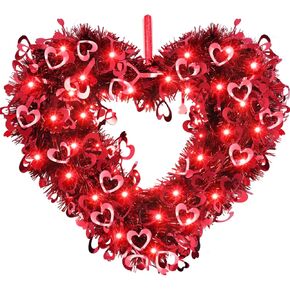 21 Inch Valentine's Day Wreath Artificial Pink Forsythia Wreath Spring Summer Fake Foam Flowe with Pink Red Forsythia Valentine Wreath for Front Door Wall Window Decor