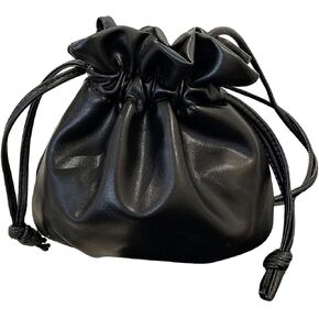 OYOANGLE Women's Metallic Drawstring Crossbody Bucket Handbags Lightweight Large Capacity Solid Ruched Handbags