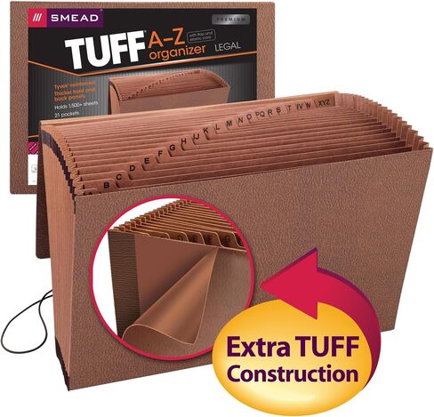 ملف موسع Smead TUFF، 21 جيبًا، أبجديًا (A-Z)، قفل بقلاب وحبل، حجم قانوني، Redrope (70320) in Saudi Arabia