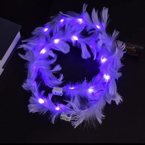 JORCEDI LED ريشة إكليل عقال للرأس على شكل تاج تضيء الملاك هالو عقال ل تأثيري عيد الميلاد هالوين زي عطلة in Kuwait