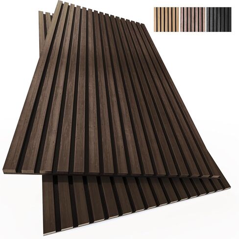 2-Pack Acoustic Wood Wall Panels - Wood Slat Wall Panels for Interior Wall Decor - Soundproof Wood Panels for Wall - Slat Wall Paneling - Black Oak - 47.2 * 23.6 in in Saudi Arabia