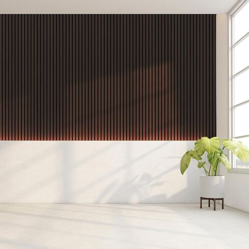 2-Pack Acoustic Wood Wall Panels - Wood Slat Wall Panels for Interior Wall Decor - Soundproof Wood Panels for Wall - Slat Wall Paneling - Black Oak - 47.2 * 23.6 in in Saudi Arabia