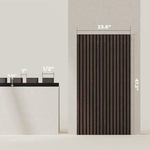 2-Pack Acoustic Wood Wall Panels - Wood Slat Wall Panels for Interior Wall Decor - Soundproof Wood Panels for Wall - Slat Wall Paneling - Black Oak - 47.2 * 23.6 in in Saudi Arabia
