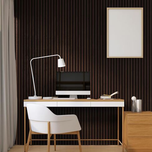 2-Pack Acoustic Wood Wall Panels - Wood Slat Wall Panels for Interior Wall Decor - Soundproof Wood Panels for Wall - Slat Wall Paneling - Black Oak - 47.2 * 23.6 in in Saudi Arabia