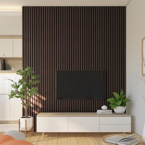 2-Pack Acoustic Wood Wall Panels - Wood Slat Wall Panels for Interior Wall Decor - Soundproof Wood Panels for Wall - Slat Wall Paneling - Black Oak - 47.2 * 23.6 in in Saudi Arabia
