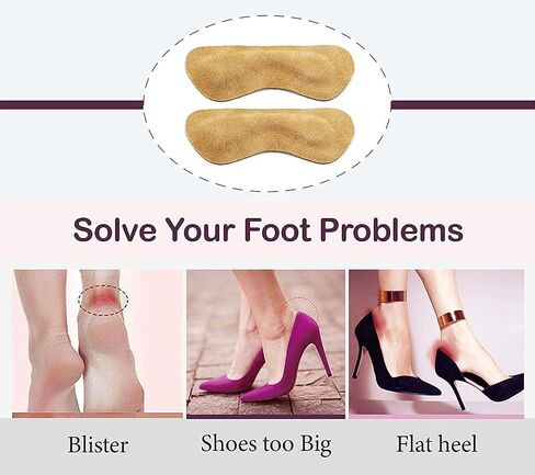 Space Lion Leather Heel Pads Liner Cushions,Heel Grips Inserts for Loose Shoes, Comfort,Prevent Heel Slip and Blister Hairpin Shape 0.2inch(5 Pairs, Khaki) in Saudi Arabia